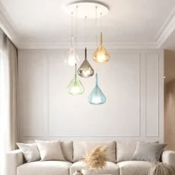 Lampadari Moderni-Fabas Luce Lampadario per soggiorno moderno vetri multicolor lila