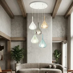 Lampadari Moderni-Fabas Luce Lampadario per soggiorno moderno vetri multicolor lila