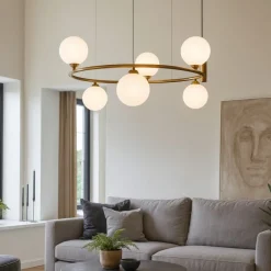 Lampadari Moderni-Maytoni Lampadario per soggiorno moderno ring oro