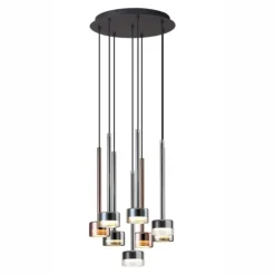 Lampadari Moderni-Selezionato da Mazzolaluce Lampadario per soggiorno moderno 8 luci vetri multicolor