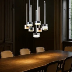 Lampadari Moderni-Selezionato da Mazzolaluce Lampadario per soggiorno moderno 8 luci vetri multicolor