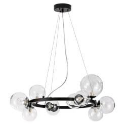 Lampadari Moderni-Selezionato da Mazzolaluce Lampadario per soggiorno moderno nero sfere di vetro trasparente