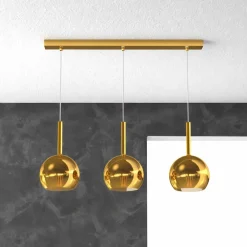 Lampadari Moderni-Top Light Lampadario per soggiorno moderno ottone satinato sfere vetri oro