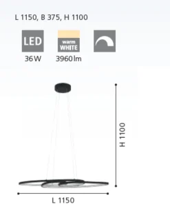 Lampadari Moderni-Eglo Lampadario per soggiorno moderno nero led 3000k dimmerabile gianella