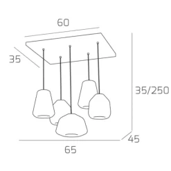 Lampadari Moderni-Top Light Lampadario per soggiorno moderno vetri ambra trasparente