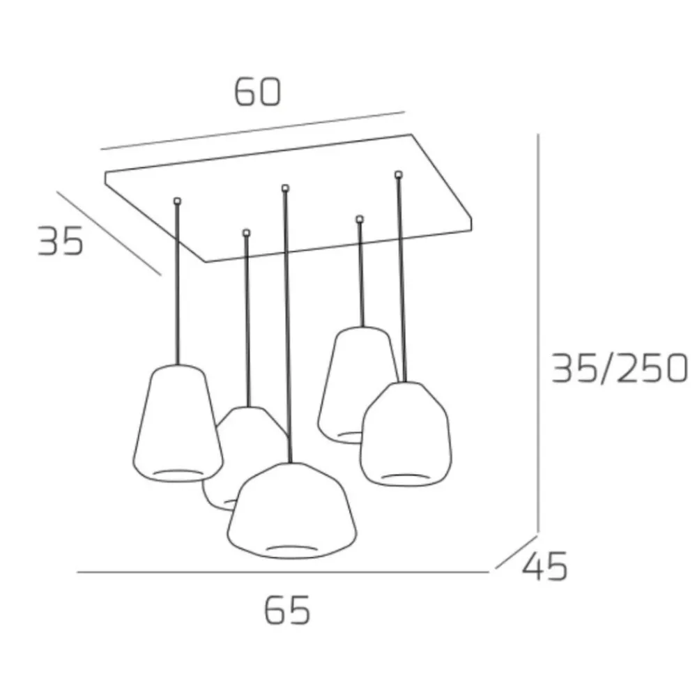 Lampadari Moderni-Top Light Lampadario per soggiorno moderno vetri ambra trasparente
