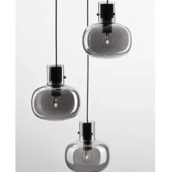 Lampadari Moderni-Selezionato da Mazzolaluce Lampadario per soggiorno moderno grappolo 3 luci vetro grigio