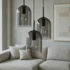 Lampadari Moderni-Selezionato da Mazzolaluce Lampadario per soggiorno moderno grappolo 3 luci doppio vetro fume