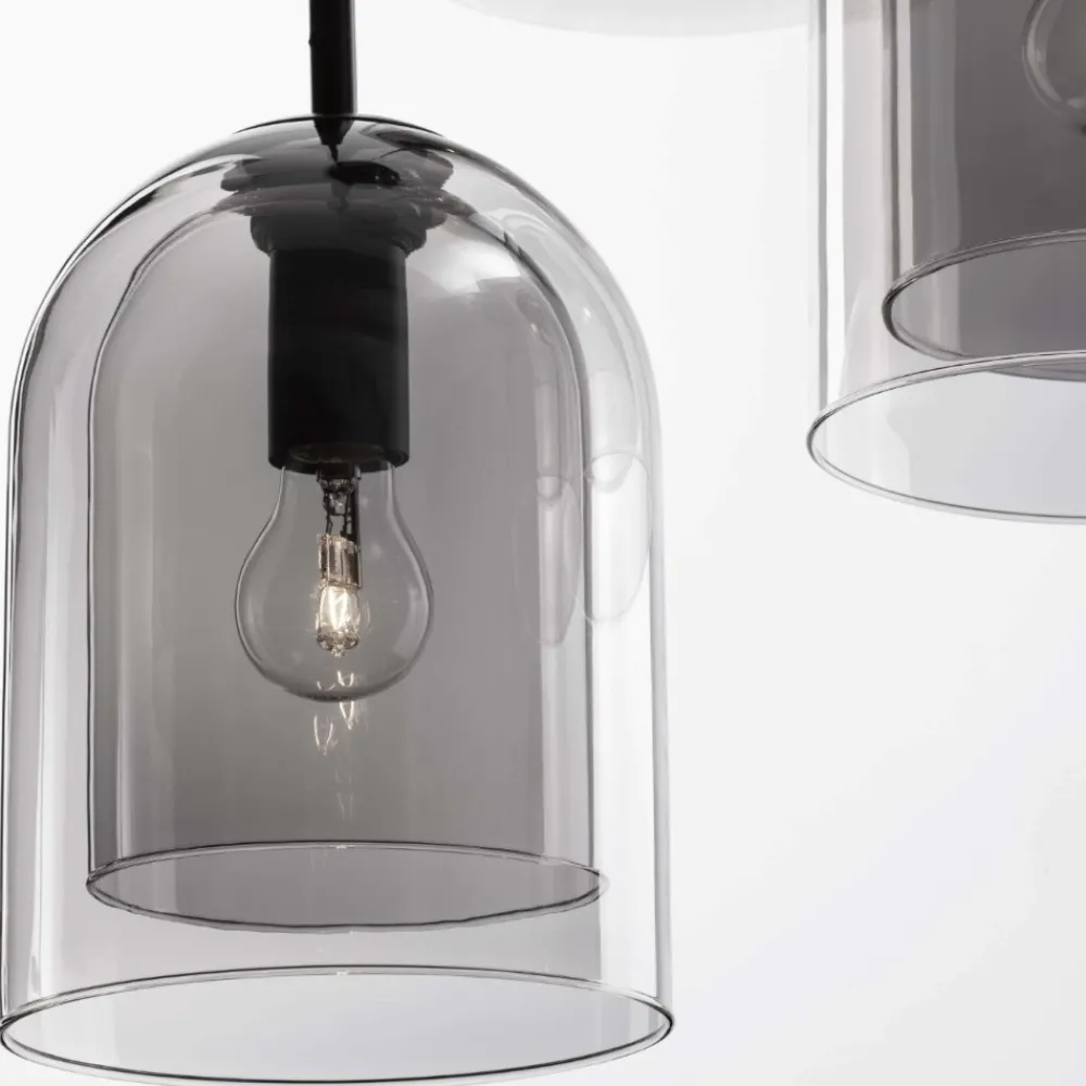 Lampadari Moderni-Selezionato da Mazzolaluce Lampadario per soggiorno moderno grappolo 3 luci doppio vetro fume