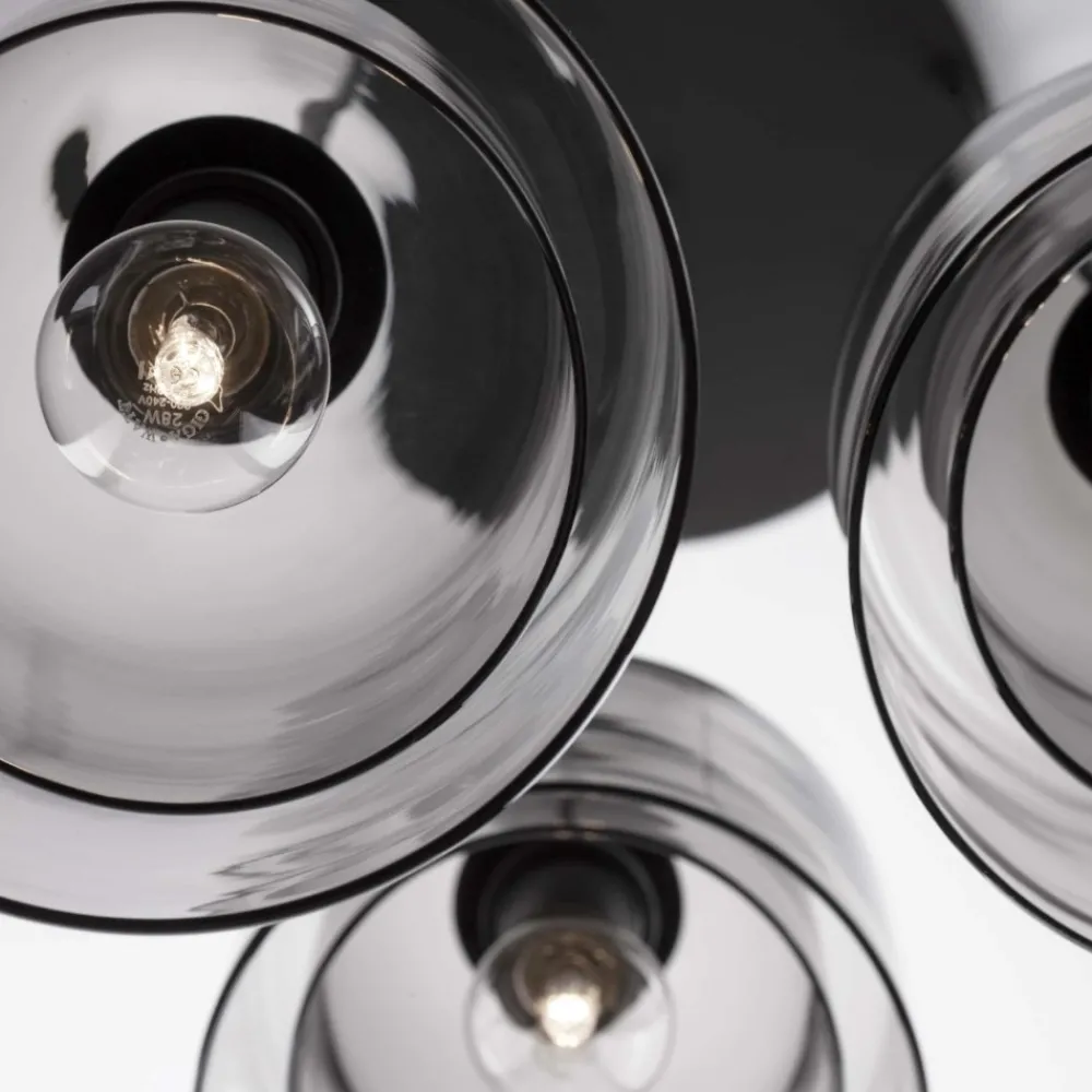 Lampadari Moderni-Selezionato da Mazzolaluce Lampadario per soggiorno moderno grappolo 3 luci doppio vetro fume