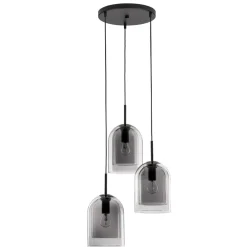 Lampadari Moderni-Selezionato da Mazzolaluce Lampadario per soggiorno moderno grappolo 3 luci doppio vetro fume