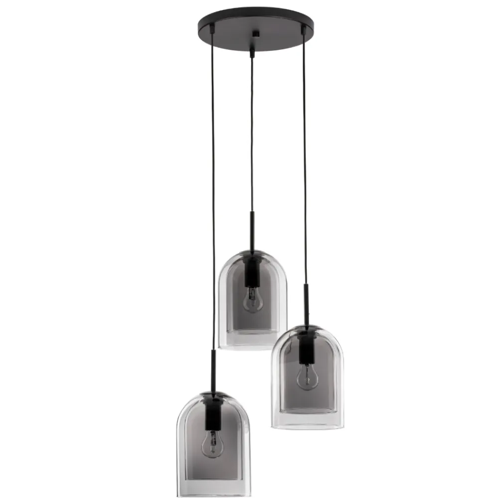 Lampadari Moderni-Selezionato da Mazzolaluce Lampadario per soggiorno moderno grappolo 3 luci doppio vetro fume