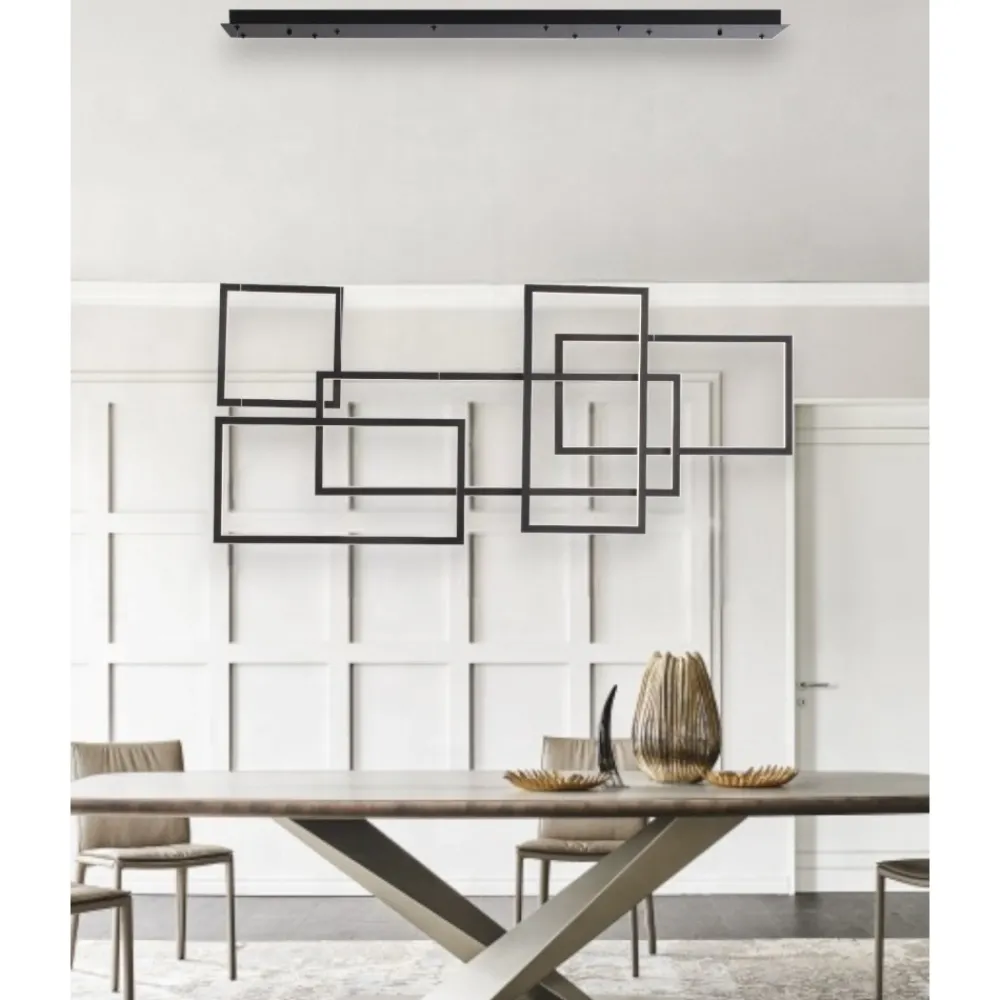 Lampadari Moderni-Selezionato da Mazzolaluce Lampadario per soggiorno moderno led dimmerabile 3000k nero design