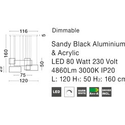 Lampadari Moderni-Selezionato da Mazzolaluce Lampadario per soggiorno moderno led dimmerabile 3000k nero design