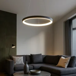Lampadari Moderni-Vivida International Lampadario per soggiorno nera rotondo led 60w 3000k 4000k vivida lifering-r