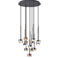 Lampadari Moderni-Selezionato da Mazzolaluce Lampadario per soggiorno nero a cascata vetri multicolor
