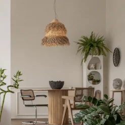 Lampadari Moderni-Selezionato da Mazzolaluce Lampadario per soggiorno rattan e alga marina 80 cm