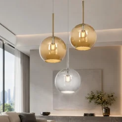 Lampadari Moderni-Top Light Lampadario per soggiorno sfere trasparente ambra