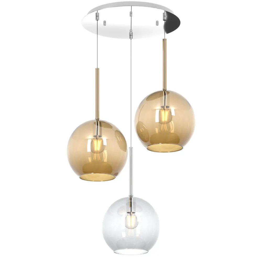 Lampadari Moderni-Top Light Lampadario per soggiorno sfere trasparente ambra
