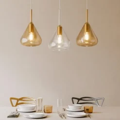Lampadari Moderni-Top Light Lampadario per soggiorno kona oro ambra