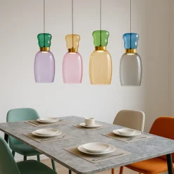 Lampadari Moderni-Selezionato da Mazzolaluce Lampadario per soggiorno 4 vetri multicolore led 32w 3000k