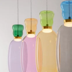 Lampadari Moderni-Selezionato da Mazzolaluce Lampadario per soggiorno 4 vetri multicolore led 32w 3000k