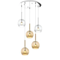 Lampadari Moderni-Top Light Lampadario per soggiorno vetri sfere ambra trasparente
