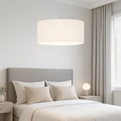 Lampadario Camera Da Letto-Eglo Lampadario per stanza da letto cilindro tessuto bianco pasteri