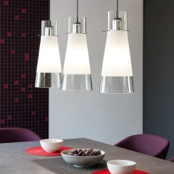Lampadari Cucina-Top Light Lampadario per tavolo cucina 3 coni vetro toplight cone