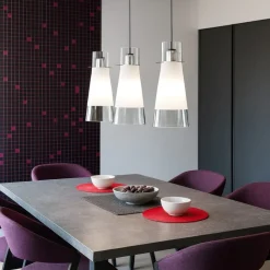 Lampadari Cucina-Top Light Lampadario per tavolo cucina 3 coni vetro toplight cone