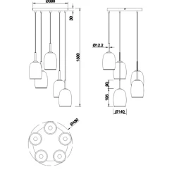 Lampadari Cucina-Selezionato da Mazzolaluce Lampadario per tavolo cucina in vetro 5 luci