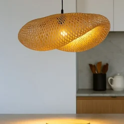 Lampadari Cucina-Selezionato da Mazzolaluce Lampadario per tavolo cucina in rattan bambu 62 cm