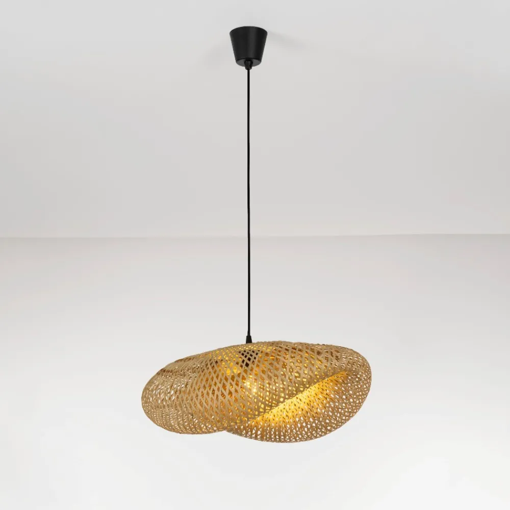 Lampadari Cucina-Selezionato da Mazzolaluce Lampadario per tavolo cucina in rattan bambu 62 cm
