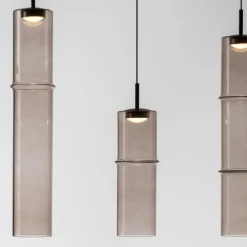 Lampadari Cucina-Selezionato da Mazzolaluce Lampadario per tavolo cucina cilindri vetro moka design