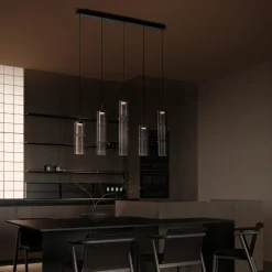Lampadari Cucina-Selezionato da Mazzolaluce Lampadario per tavolo cucina cilindri vetro moka design
