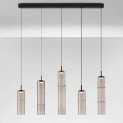 Lampadari Cucina-Selezionato da Mazzolaluce Lampadario per tavolo cucina cilindri vetro moka design