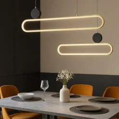 Lampadari Cucina-Selezionato da Mazzolaluce Lampadario per tavolo da cucina led 3200k colore oro geometrico