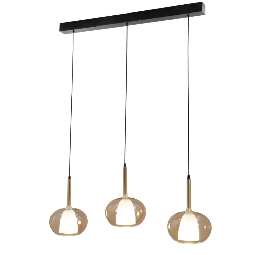 Lampadari Cucina-Fabas Luce Lampadario per tavolo da cucina sfere ambra edolo