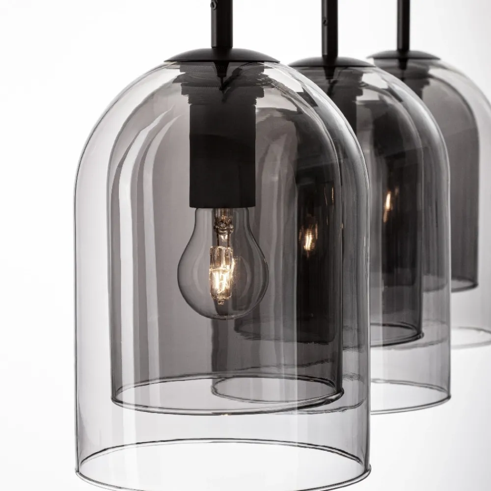 Lampadari Cucina-Selezionato da Mazzolaluce Lampadario per tavolo da cucina 3 vetri fume pendenti