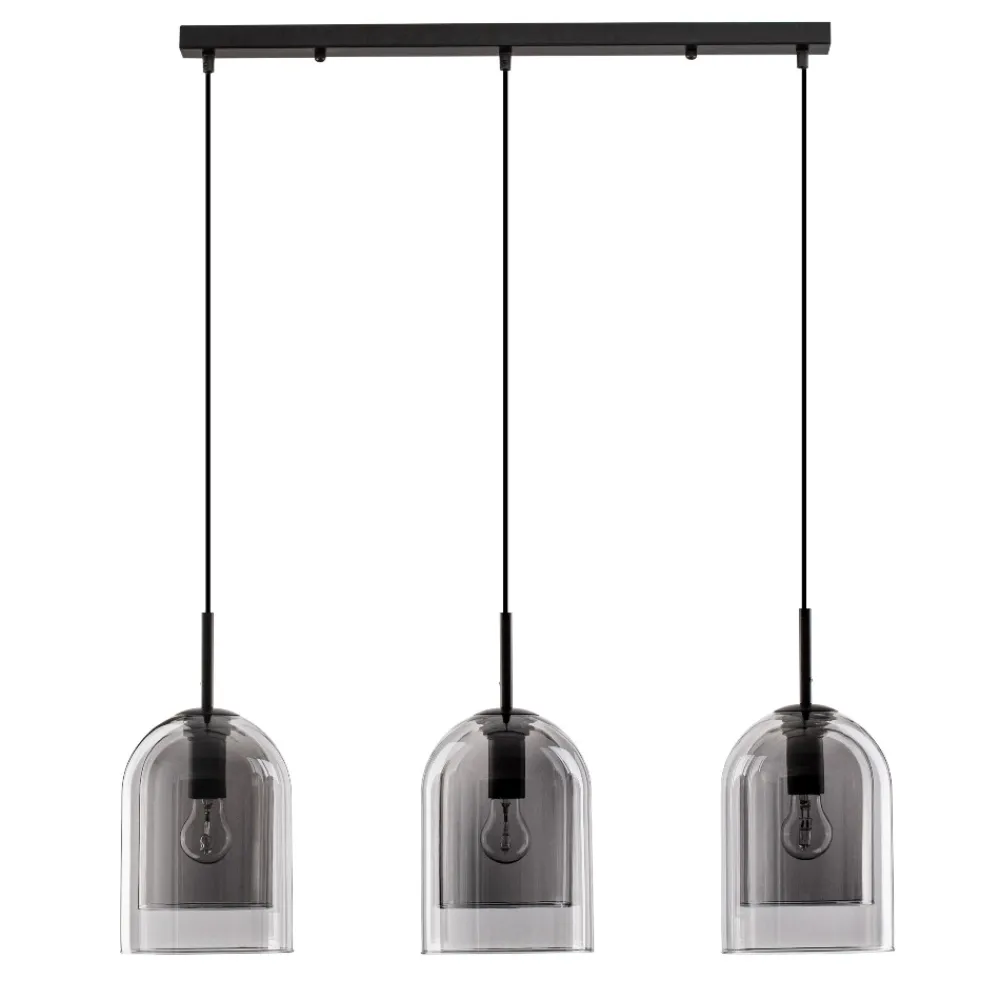 Lampadari Cucina-Selezionato da Mazzolaluce Lampadario per tavolo da cucina 3 vetri fume pendenti