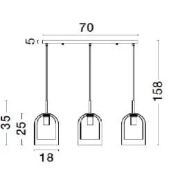 Lampadari Cucina-Selezionato da Mazzolaluce Lampadario per tavolo da cucina 3 vetri fume pendenti