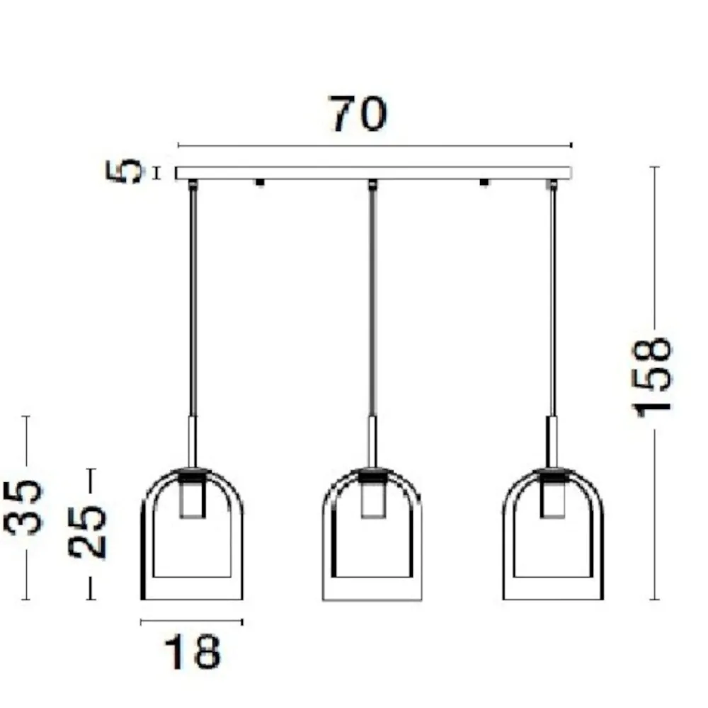 Lampadari Cucina-Selezionato da Mazzolaluce Lampadario per tavolo da cucina 3 vetri fume pendenti