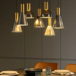 Lampadari Cucina-Selezionato da Mazzolaluce Lampadario per tavolo da pranzo cucina 7 luci led 3000k vetro fume'