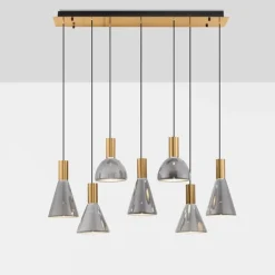 Lampadari Cucina-Selezionato da Mazzolaluce Lampadario per tavolo da pranzo cucina 7 luci led 3000k vetro fume'