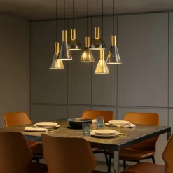 Lampadari Cucina-Selezionato da Mazzolaluce Lampadario per tavolo da pranzo cucina 7 luci led 3000k vetro fume'