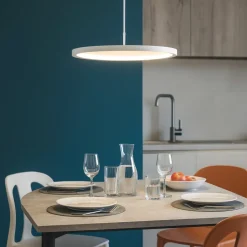 Lampadari Cucina-Selezionato da Mazzolaluce Lampadario per tavolo da pranzo tondo bianco led 3000k dimmerabile