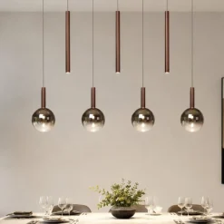 Lampadari Moderni-Selezionato da Mazzolaluce Lampadario per tavolo da pranzo rame led cct 7 luci
