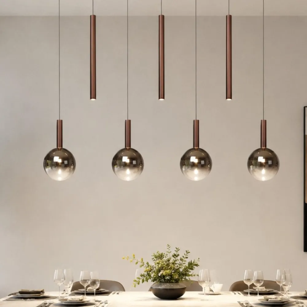 Lampadari Moderni-Selezionato da Mazzolaluce Lampadario per tavolo da pranzo rame led cct 7 luci