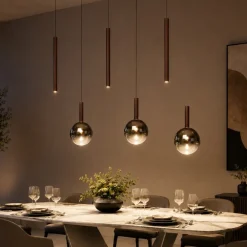 Lampadari Moderni-Selezionato da Mazzolaluce Lampadario per tavolo da pranzo rame led cct 7 luci