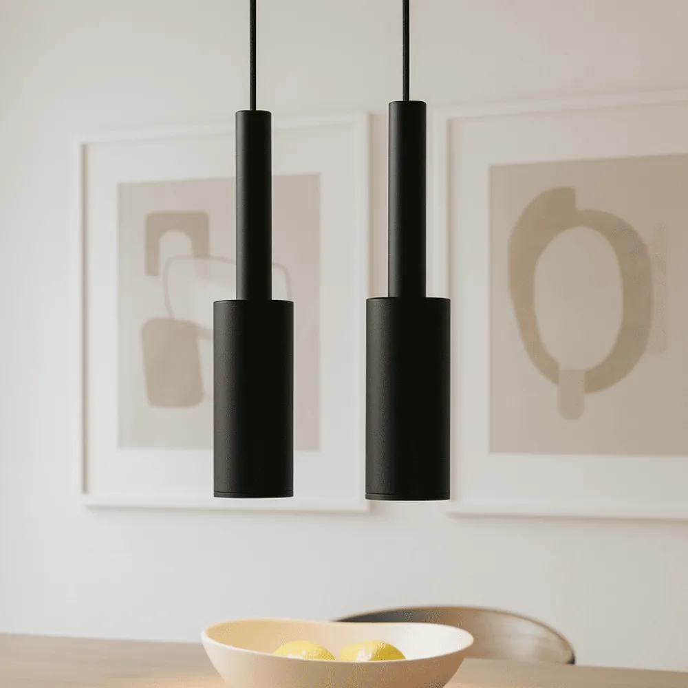 Lampadari Moderni-Selezionato da Mazzolaluce Lampadario per tavolo da pranzo doppia luce nero led 3000k